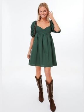 Tuckernuck Hyacinth House Emerald Puff Sleeve Sasha Mini Dress Women's Small